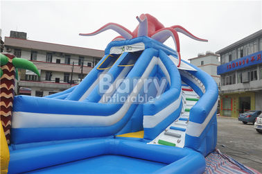 Jungle Inflatable Hurricane Backyard Inflatable Water Slide Theme Park Water Slide Dengan Rintangan Tiup