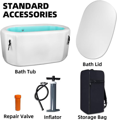 PVC Drop Stitch Biru/ Hitam/ Putih Portable Ice Bath Barrel Cold Plunge Inflatable Tub dengan Tutup